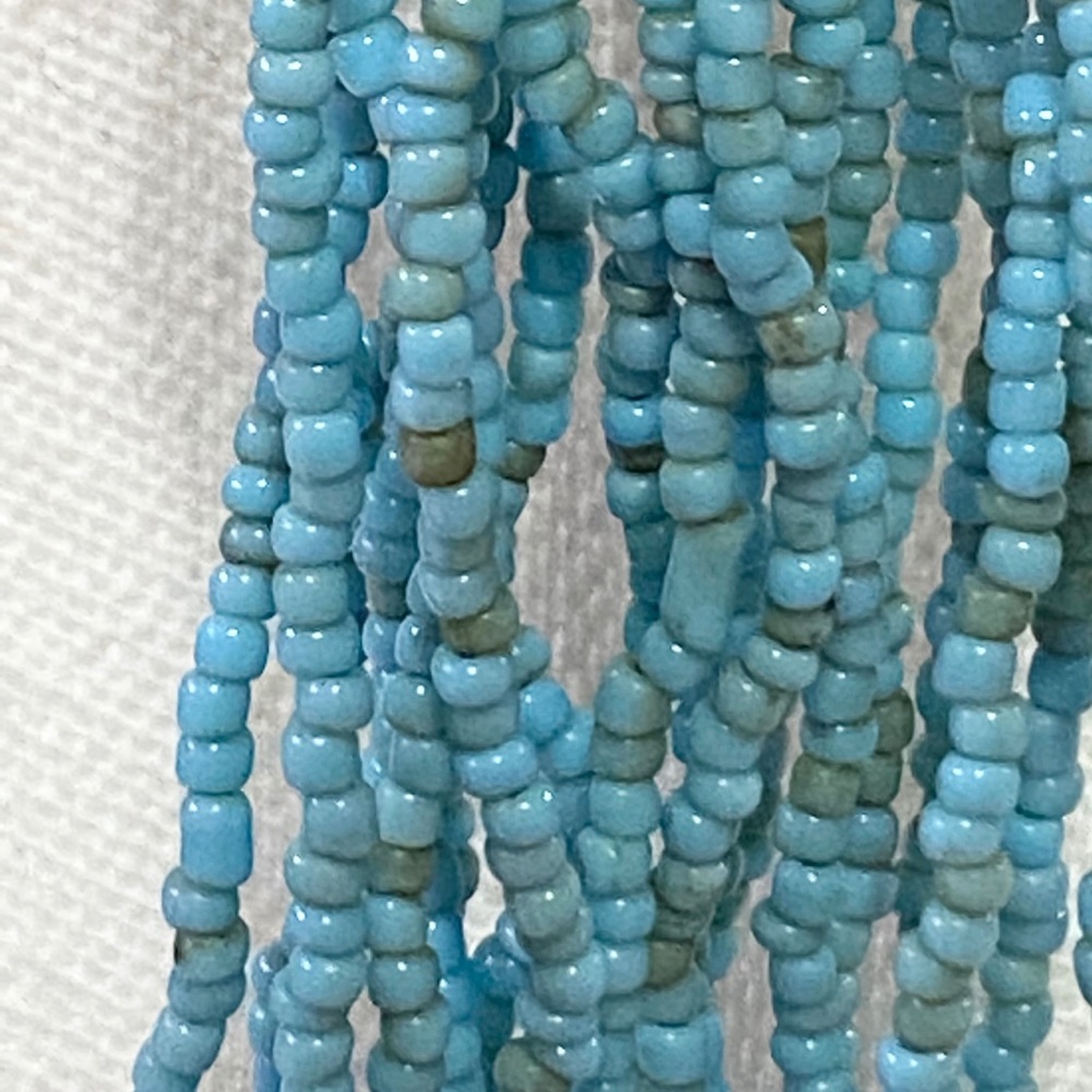 Turquoise Seed Bead Scarf Native Necklace - Picture 6 of 13